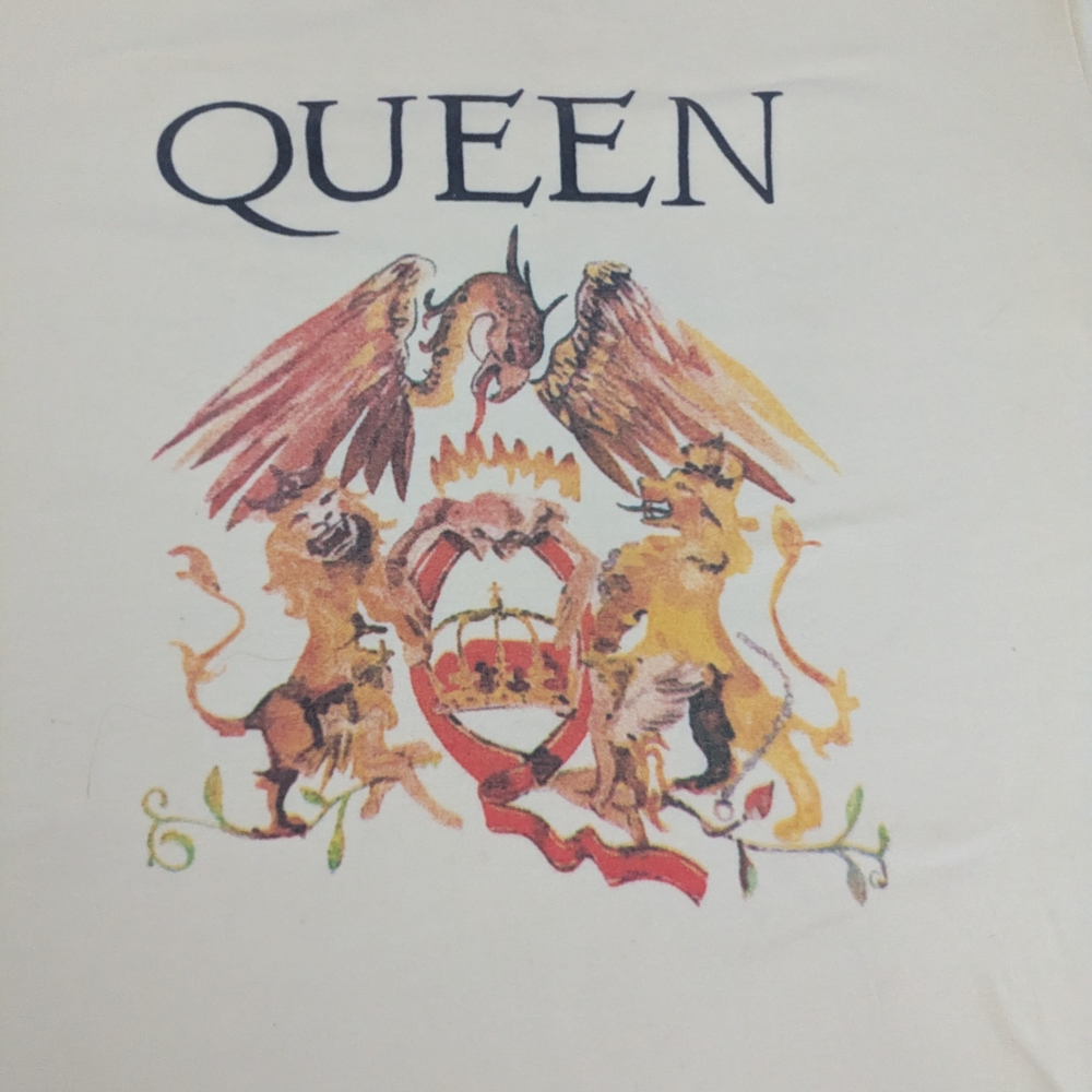 Queen Band Tee Cream Color With Band Logo On Front XL Unisex